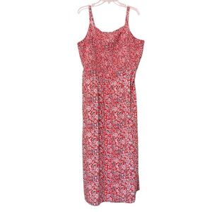 Old Navy Maxi Dress Sleeveless Red Floral Paisley Smocked Fit & Flare (Size XXL)